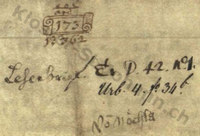 Rückseitenbeschriftung Urkunde 24.12.1331